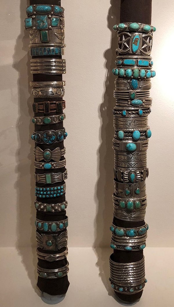 Millicent Rogers Museum Turquoise and Silver Bracelets Stacked