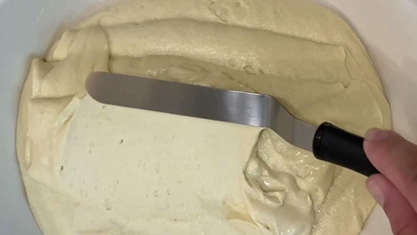 Raspberry Buttermilk Cake Smooth Top of Batter
