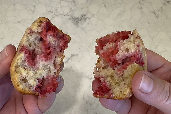 Raspberry Muffins with Frozen Raspberries Burst of Berries