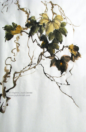 Chinese brush painting of grapevine