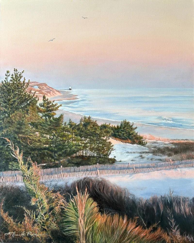 Painting of dawn viewed from Cape Henlopen's Herring Point in Lewes, Delaware.