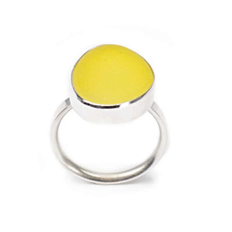Meg's Prism Sea Glass Sterling Silver 'Statement' Ring in Canary Yellow
