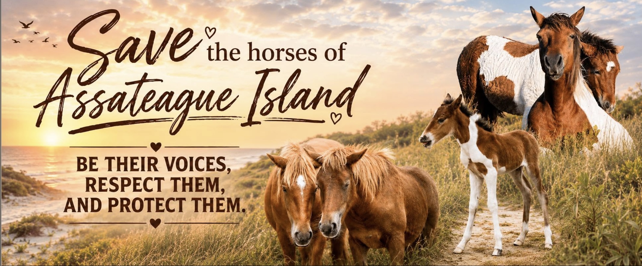 Poster for protecting the horses of Assateague Island from speeding vehicles.