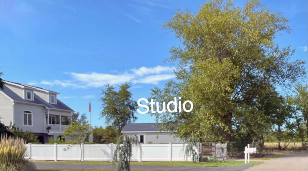 Photo showing street view of Ellen Rice's home and separate  art studio and gallery in northeastern Ocean View.

