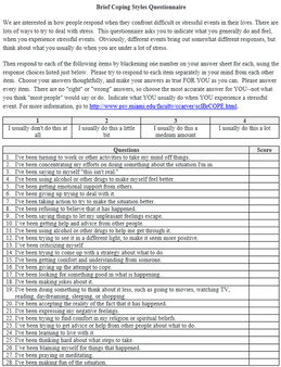 Assess coping style questionnaire