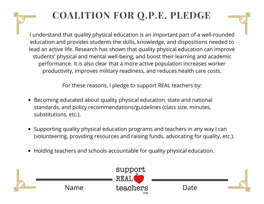 Coalition for Quality Physical Education pledge