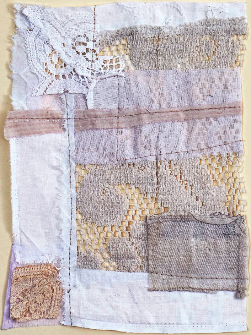 Fabric assemblage from lace fragments