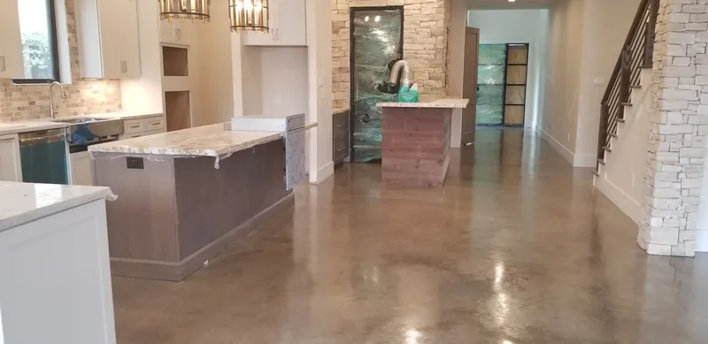 Natural Stained Concrete Floor in Custom Home