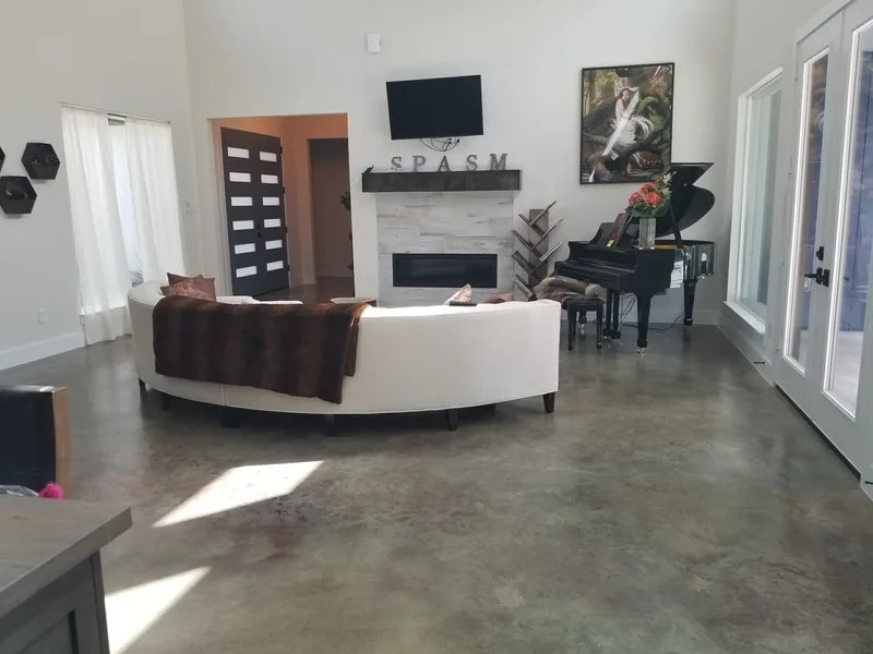 New Construction brown and gray Stained Concrete Floor