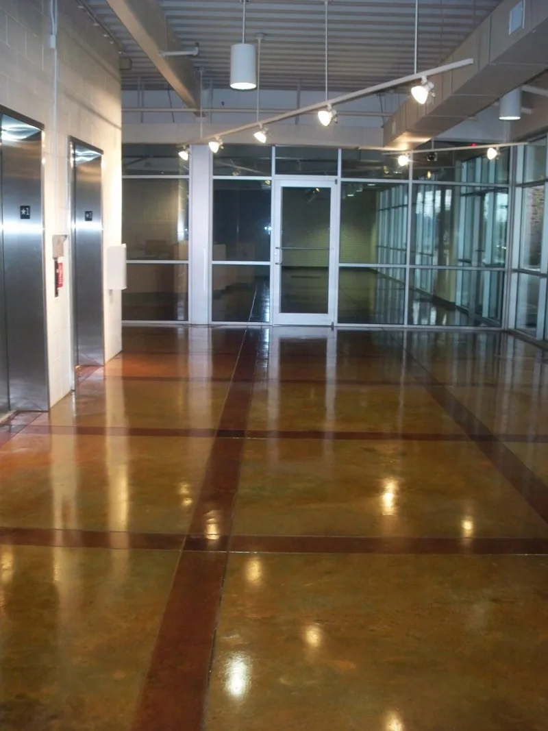 Custom Double Scoring Line Stained Concrete Floor