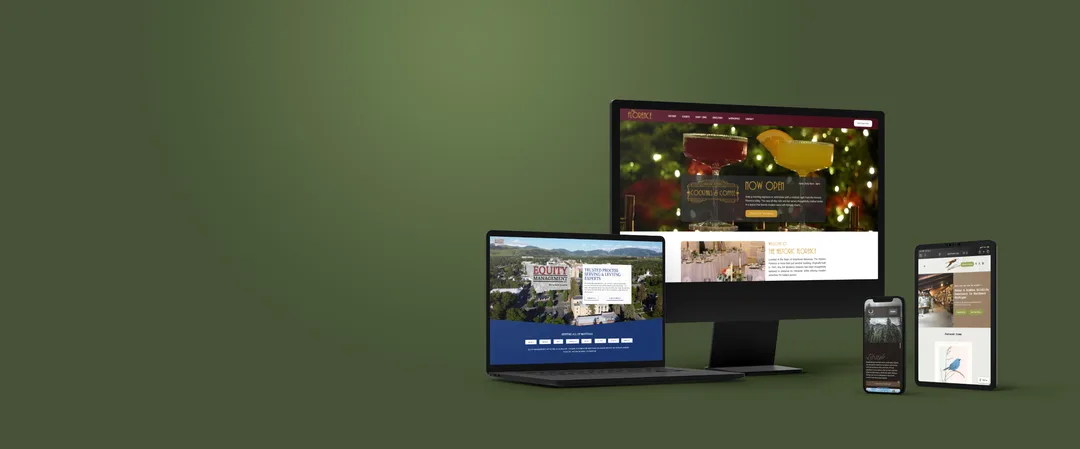 Examples of websites built by Ape Forge, designed for all screen sizes.