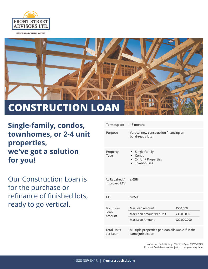 Front Street Advisors' New Home Builders Loan Program: A Game-Changer for Developers