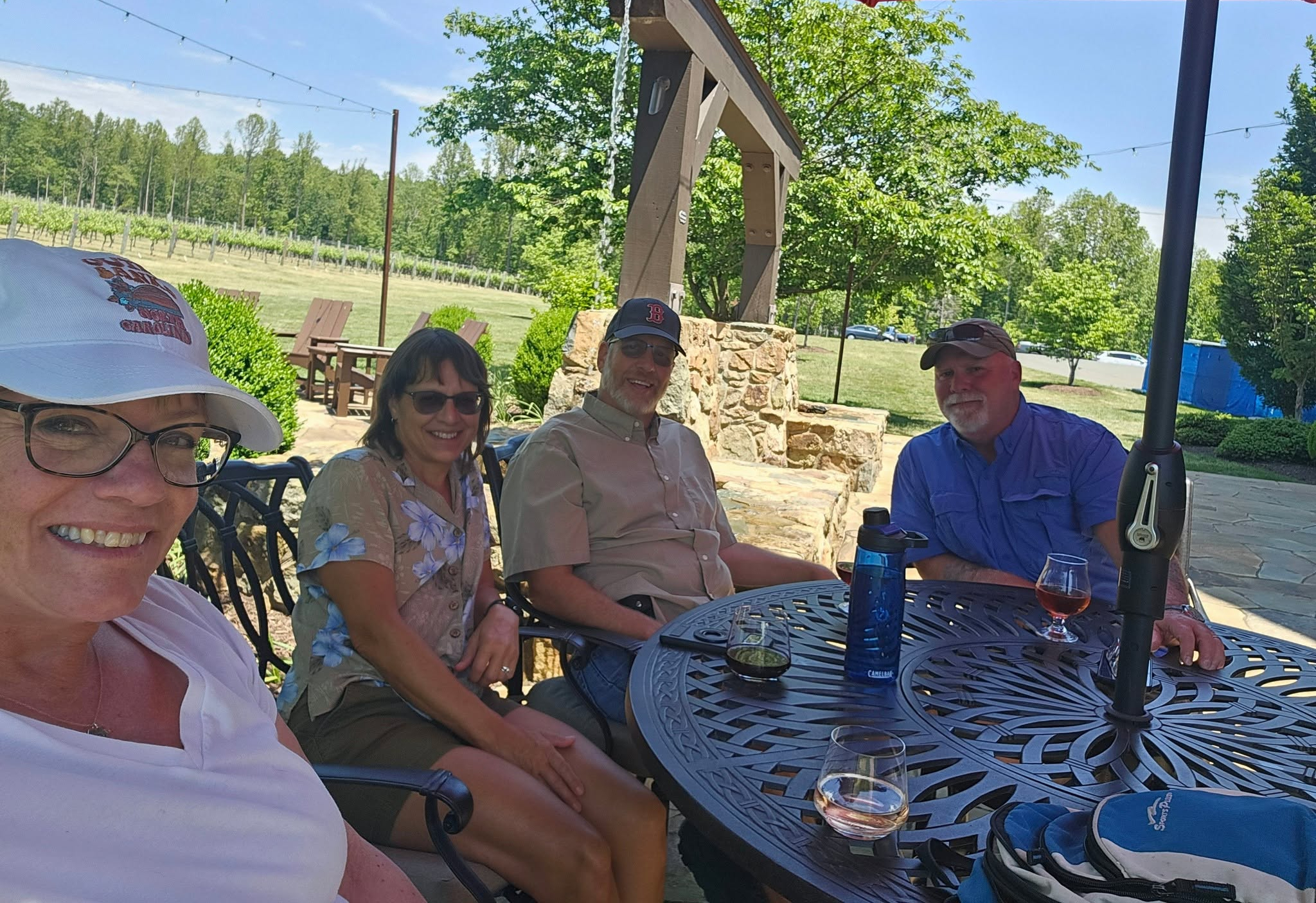 Four people at a winery in Virginia