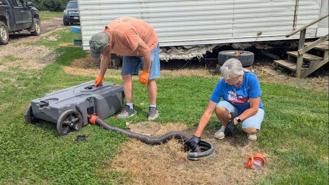 A dirty RV project: Dumping wastewater tanks on a farm