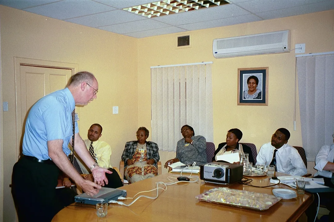 Managers from Kimberley and Oxford Hospitals in a meeting.