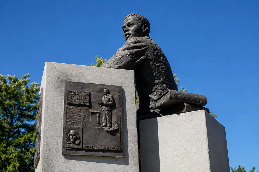 Bronze statue of Sol Plaatje