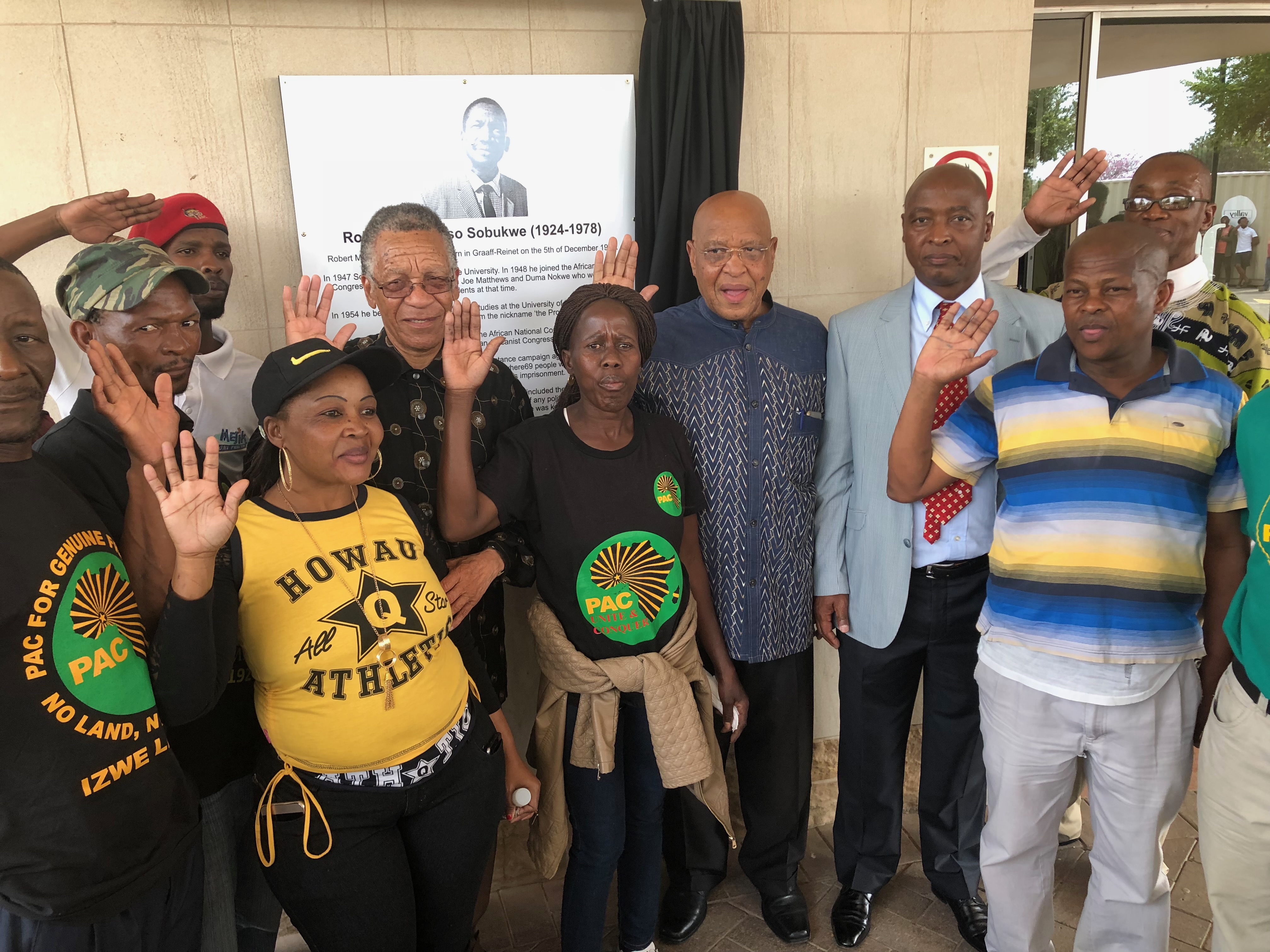 Members of the Pan Africanist Congress, amongst others, gather at the unveiling of the Robert Mangaliso Sobukwe commemorative plaque at Robert Mangaliso Sobukwe Hospital in Kimberley. (Photo: Richard Jones)