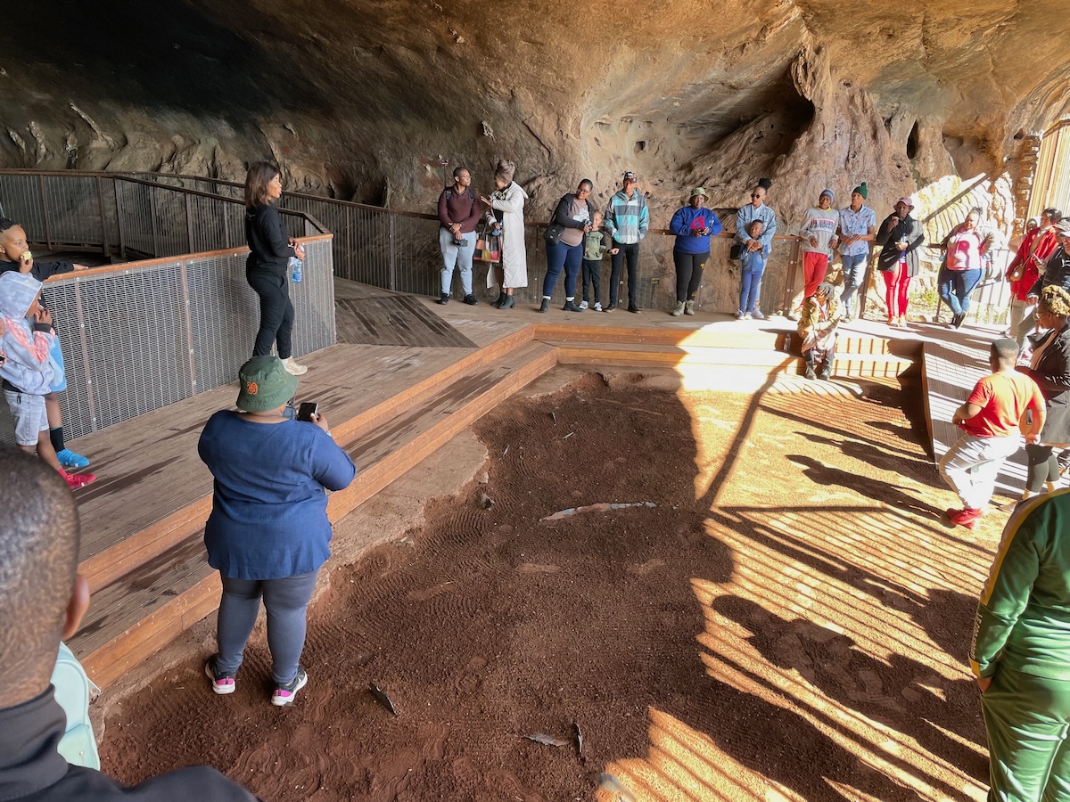 Archaeological excavation area inside Wonderwerk Cave