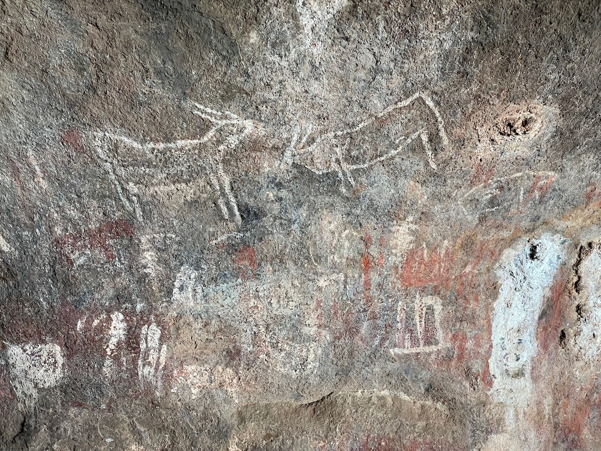 Ancient San rock art inside Wonderwerk Cave