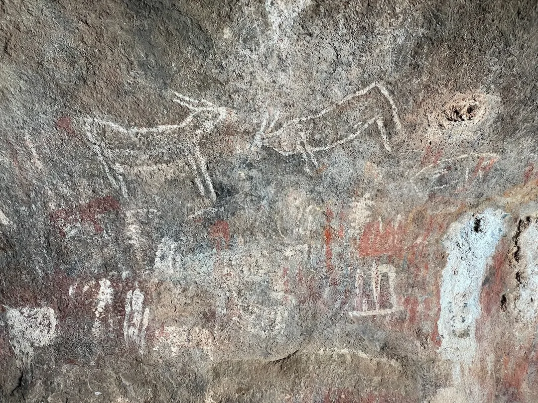 Ancient San rock art inside Wonderwerk Cave