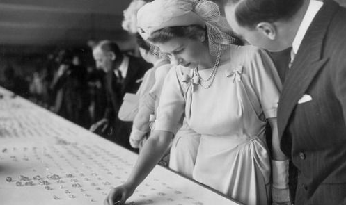 Princess Elizabeth viewing diamonds in 1947