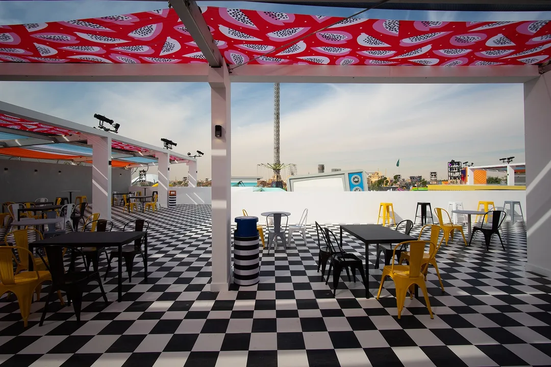 Branded hospitality and guest seating area at a large-scale event in Saudi Arabia