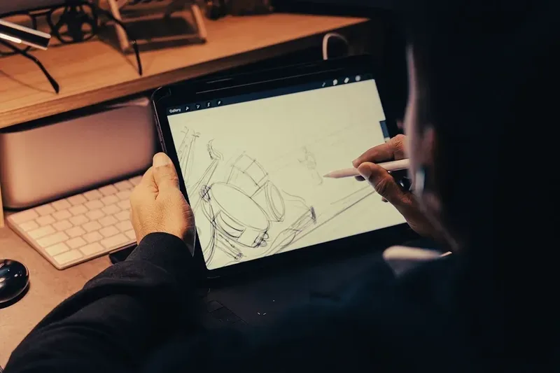 رسم-تصميم-مبدئي-على-لوح-رقمي