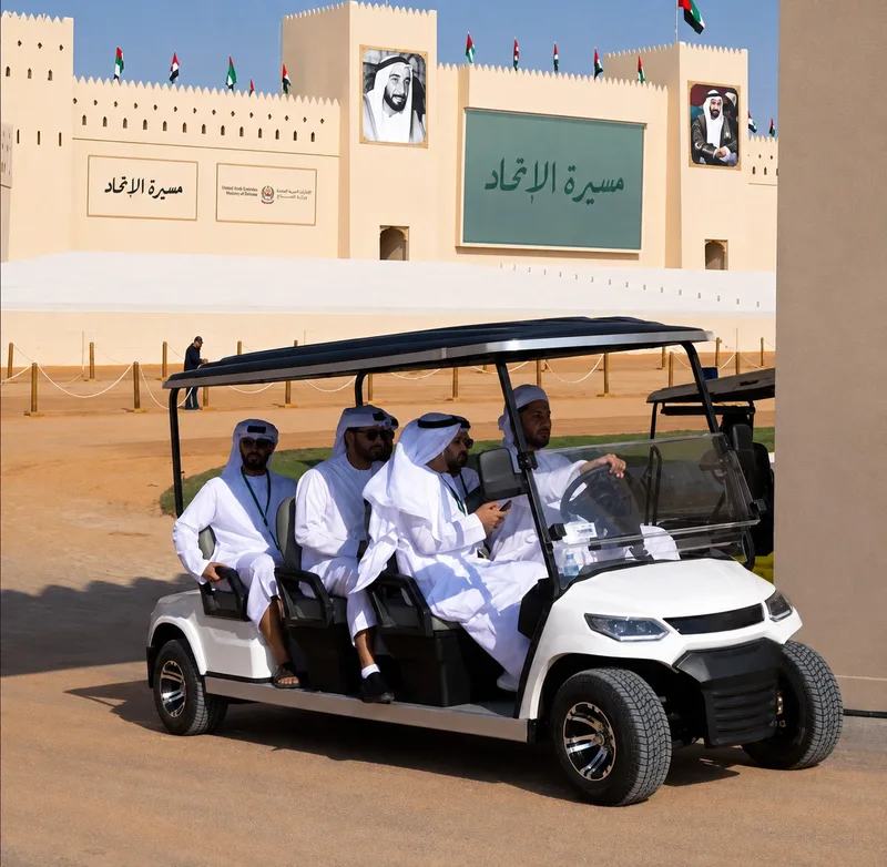 عربة-جولف-لنقل-الضيوف-في-فعالية-مسيرة-الاتحاد