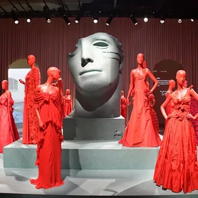 Custom architectural scenic installation inspired by Rome for the Forever Valentino exhibition.