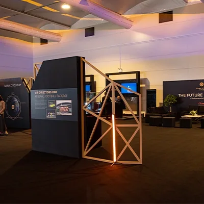 Gold-framed presentation plinth fabricated for the Global Citizen Forum Gala Dinner.