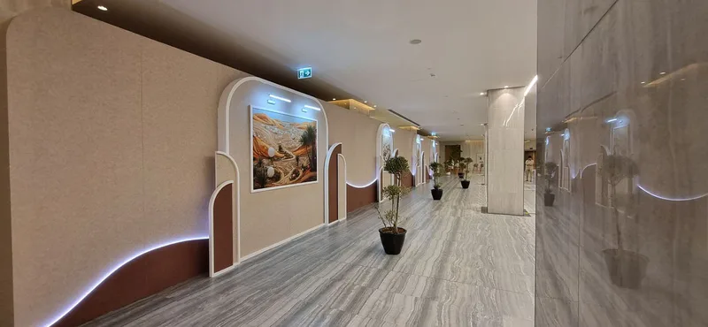 Evolution Scenic hospitality walling creating a coordinated backdrop for the Abu Dhabi majlis.