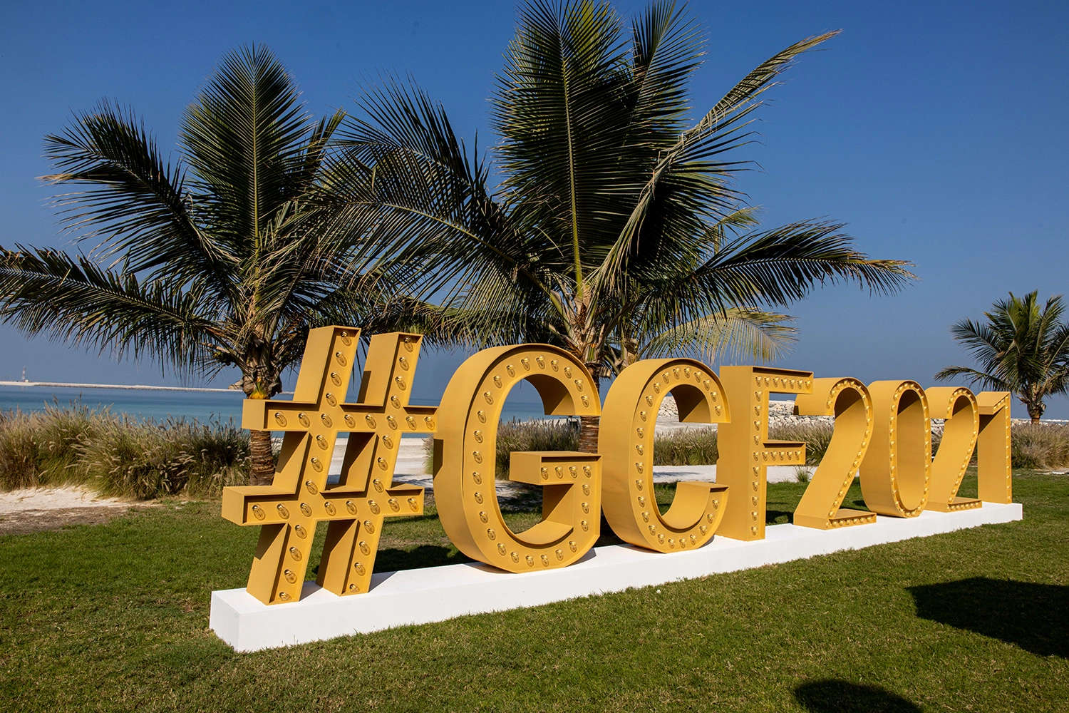 Evolution Scenic conference stage and branded scenic walling for Global Citizen Forum Ras Al Khaimah.