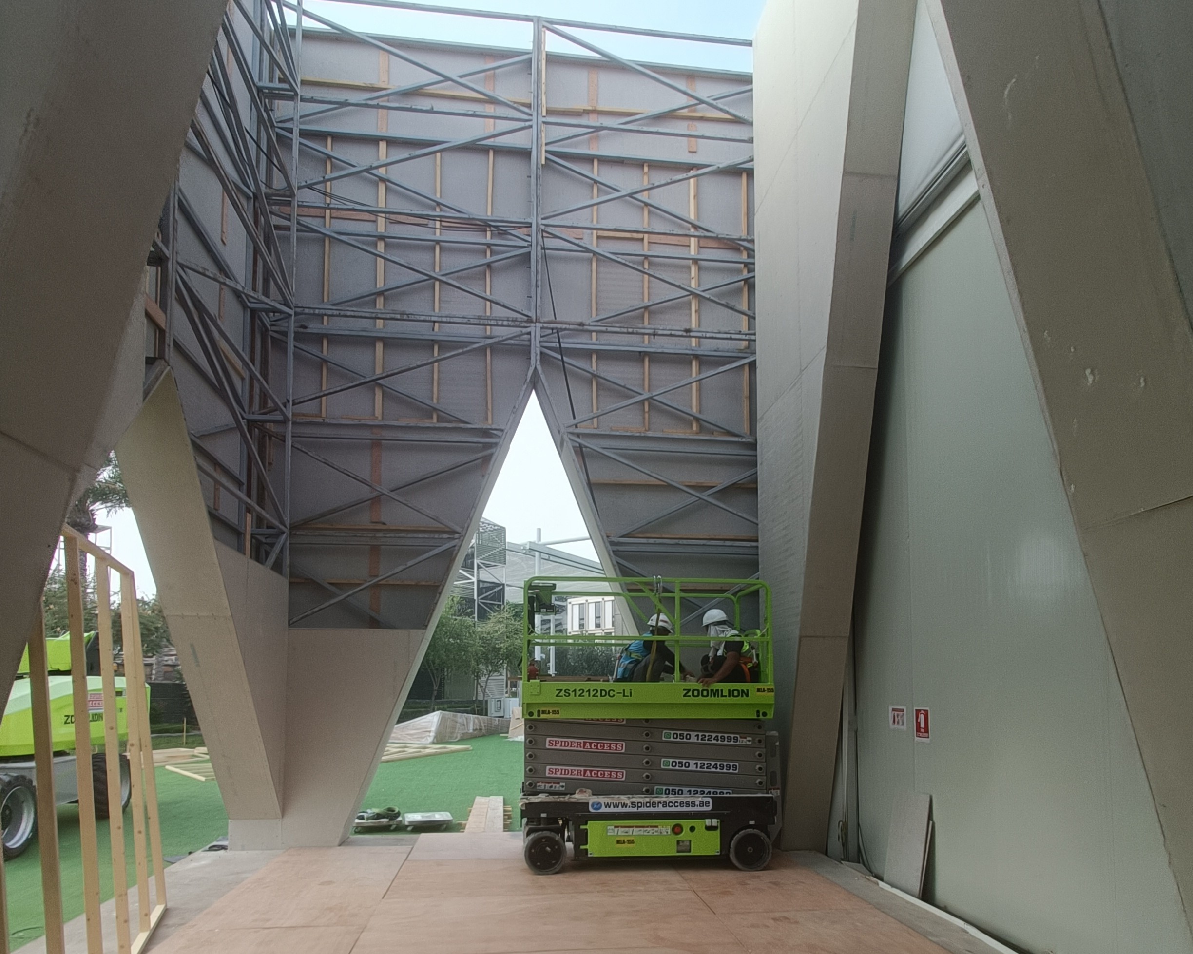 Evolution Scenic metal framework concealed behind finished scenic cladding and architectural surfaces.
