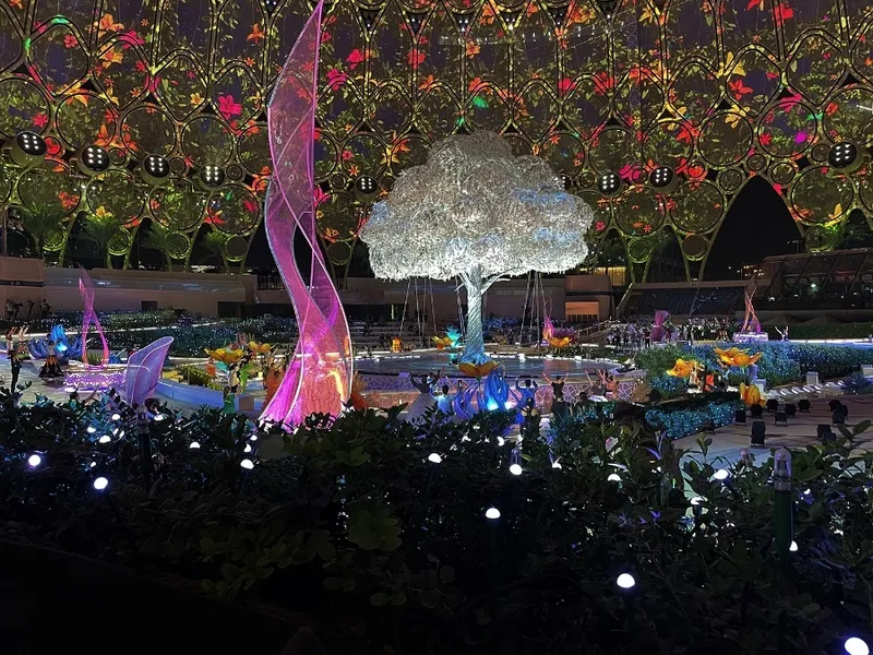 Evolution Scenic fabricated floral structures combining mechanical motion with integrated lighting.