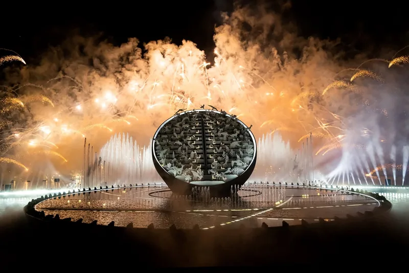 Evolution Scenic telescopic UAE skyline rising from the Golden Jubilee stage at Hatta Dam.