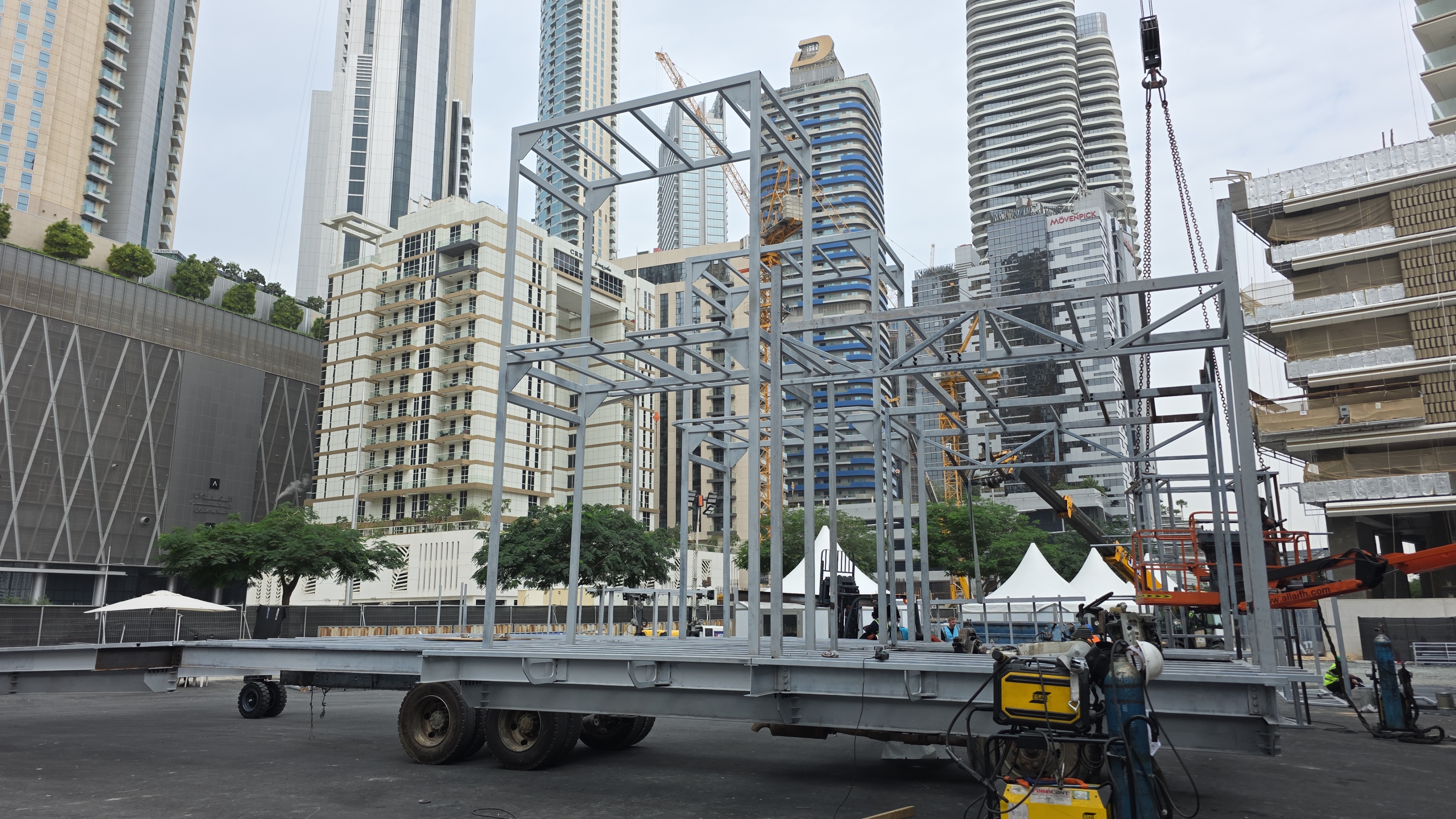 Partially built scenic vehicle prepared for structural weight review
