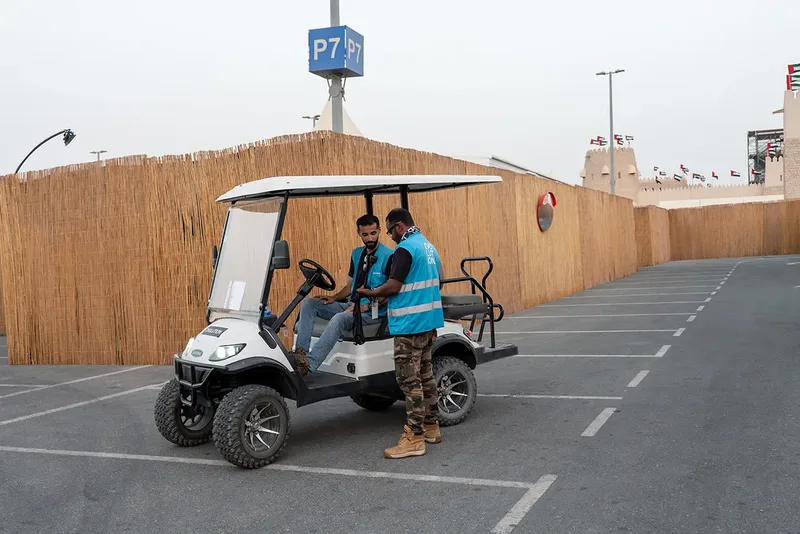 Evolution Site crew using a golf buggy for site operations