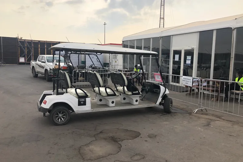 Golf buggies supporting internal event site transport