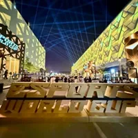 Illuminated temporary event structure with hospitality seating