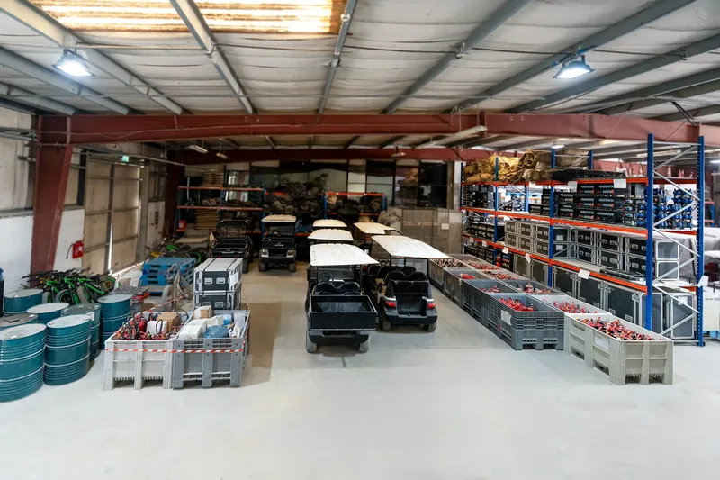 Evolution Site warehouse with event equipment and logistics inventory