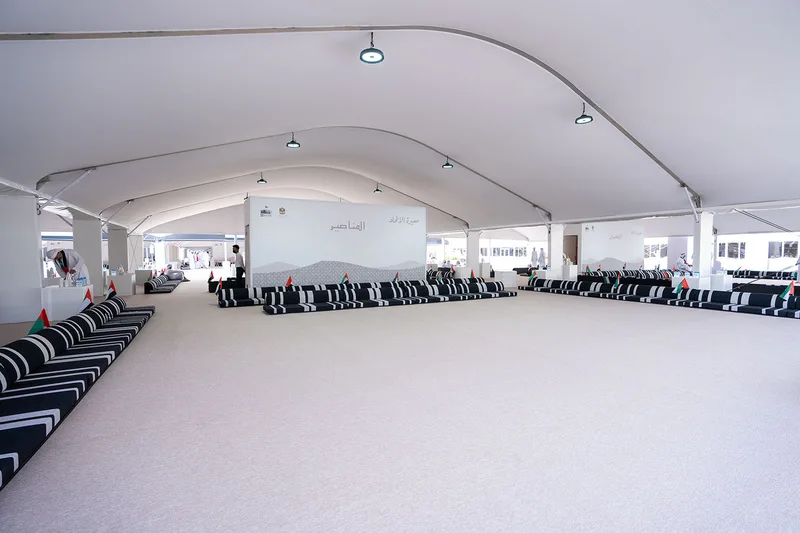 Large temporary marquee prepared for event operations