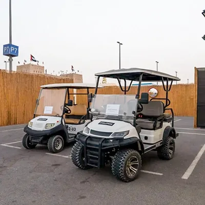 Golf buggies used for event site transport