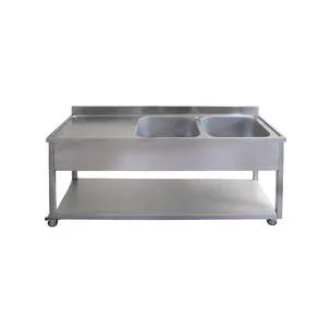 SS-SN-DBL-T01 Metal Double Sink on Wheels with mixer Tap