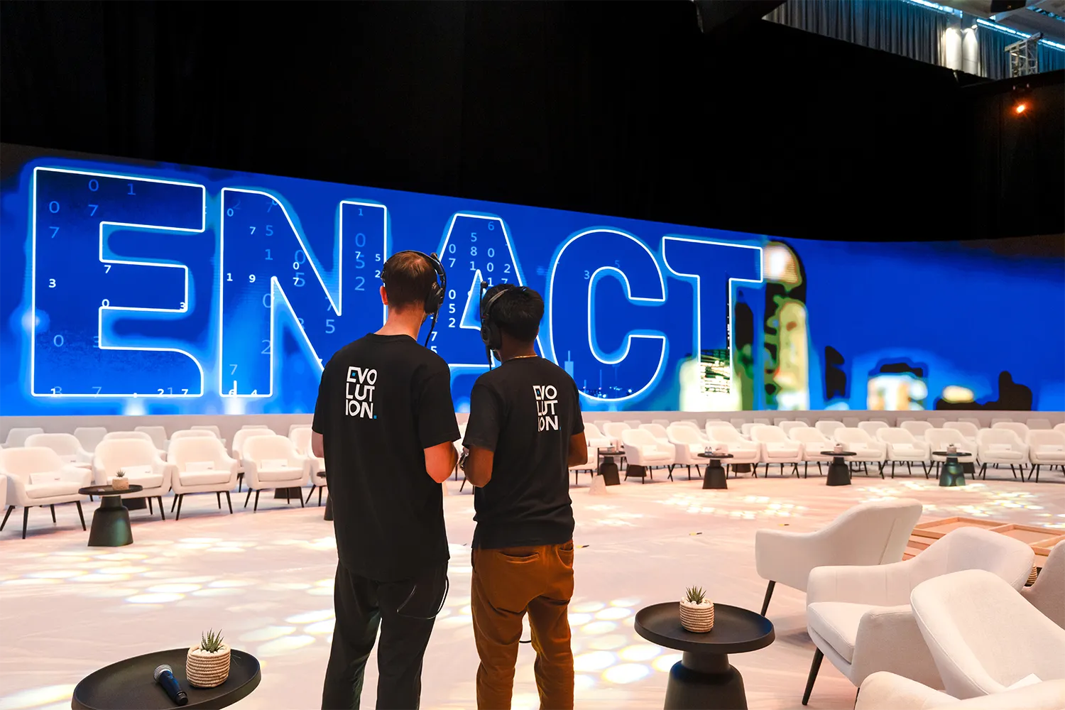 ENACT Majlis hospitality setting with curated event furniture, scenic finishes and guest seating