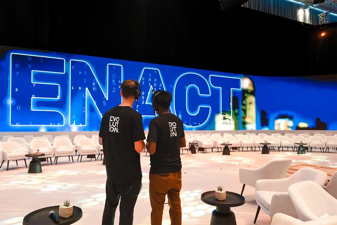 ENACT Majlis hospitality setting with curated event furniture, scenic finishes and guest seating