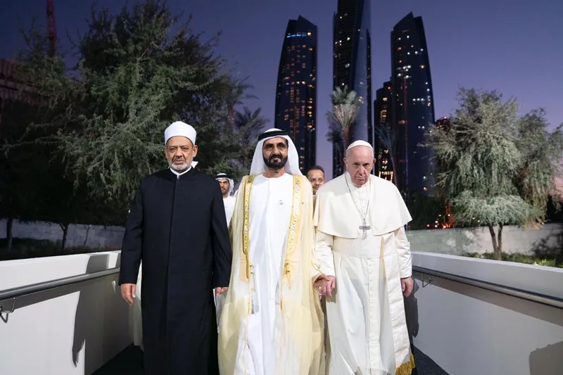Senior religious and government leaders attending a high-level interfaith event in Abu Dhabi