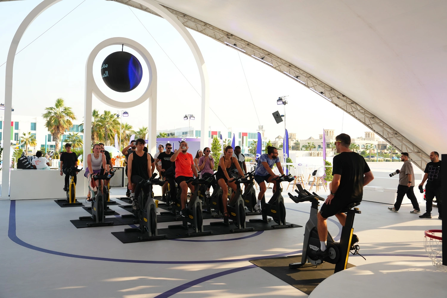 Participant powering the Humantra cycling challenge during the Dubai Fitness Challenge