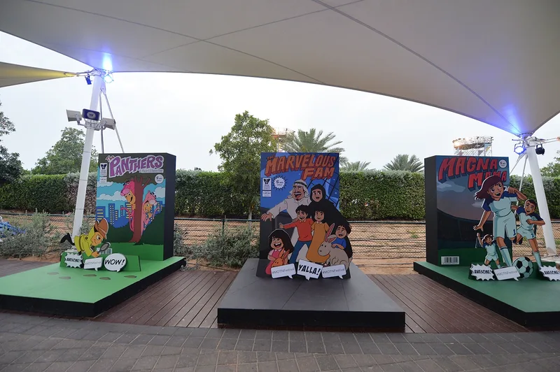 Mother of the Nation Festival family activity zone with colourful themed displays and covered outdoor space