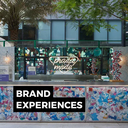 Prada Mode branded experience with bespoke exterior design and immersive guest environment