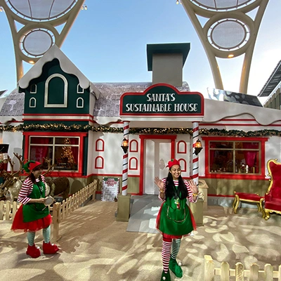 Santa’s Sustainable House Christmas activation with immersive festive event design